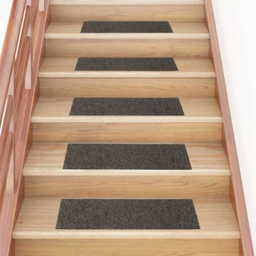 Tappetini per scale autoadesivi 30 pz 76x20 cm antracite rettangolari