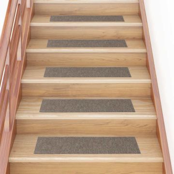 Tappetini per scale autoadesivi 30 pz 76x20 cm Beige Rettangolari