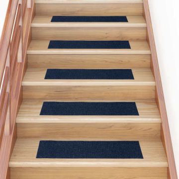 Tappetini per scale autoadesivi 30 pz 76x20 cm blu navy rettangolari