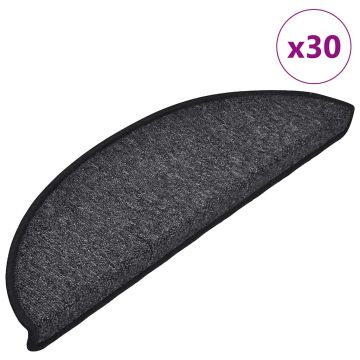 Tappetini per scale 30 pz 56x17x3 cm Antracite Semicircolari