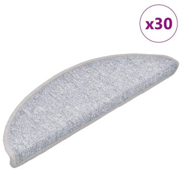 Tappetini per scale 30 pz 56x17x3 cm Grigio chiaro Semicircolari