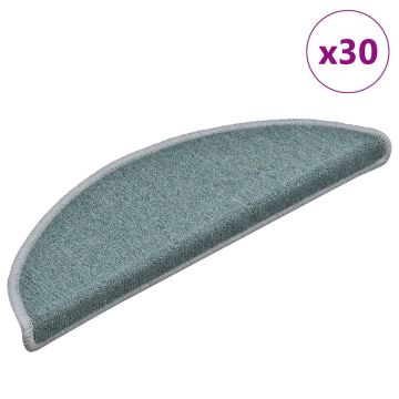 Tappetini per scale 30 pz 56x17x3 cm Blu mare Semicircolari