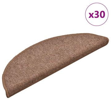 Tappetini per scale 30 pz 56x17x3 cm Marrone Semicircolari