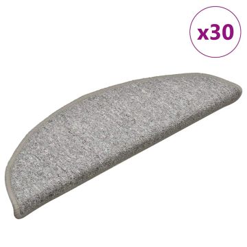 Tappetini per scale 30 pz 56x17x3 cm Grigio chiaro Semicircolari