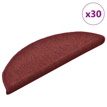 Tappetini per scale 30 pz 56x17x3 cm Bordeaux semicircolari