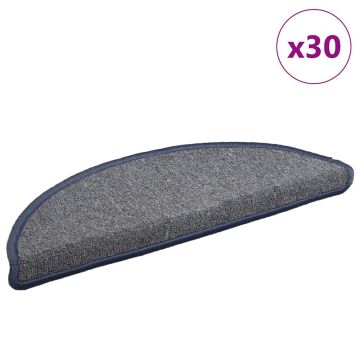 Tappetini per scale 30 pz 56x17x3 cm grigio chiaro e blu semicircolari