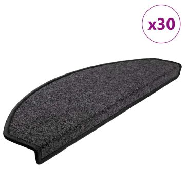 Tappetini per scale 30 pz 65x24x4 cm Antracite Semicircolari Grandi