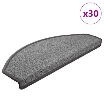 Tappetini per scale 30 pz 65x24x4 cm Grigio scuro Semicircolari Grandi