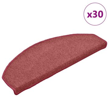 Tappetini per scale 30 pz 65x24x4 cm Bordeaux Semicircolari Grandi