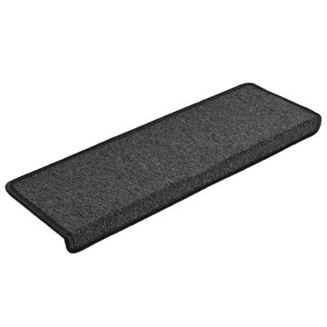 Tappetini per scale 30 pz 65x21x4 cm Antracite Bordo rettangolare