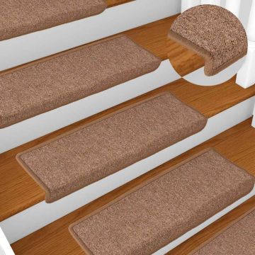 Tappetini per scale 30 pz 65x21x4 cm Marrone Bordo rettangolare