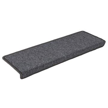 Tappetini per scale 30 pz 65x21x4 cm Grigio scuro Bordo rettangolare