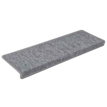 Tappetini per scale 30 pz 65x21x4 cm Bianco e Grigio Bordo rettangolare