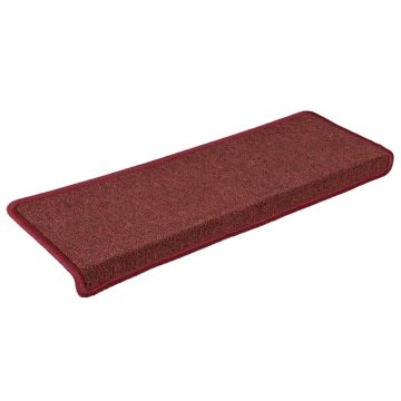 Tappetini per scale 30 pz 65x21x4 cm Bordeaux bordo rettangolare
