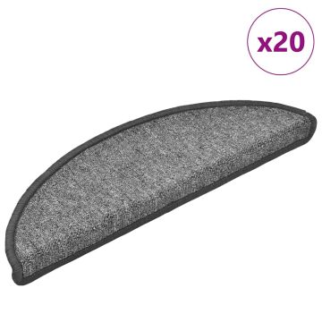 Tappetini per scale 20 pz 56x17x3 cm Grigio scuro Semicircolari