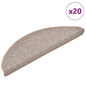 Tappetini per scale 20 pz 56x17x3 cm Marrone chiaro Semicircolari