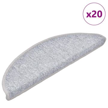Tappetini per scale 20 pz 56x17x3 cm Grigio chiaro Semicircolari