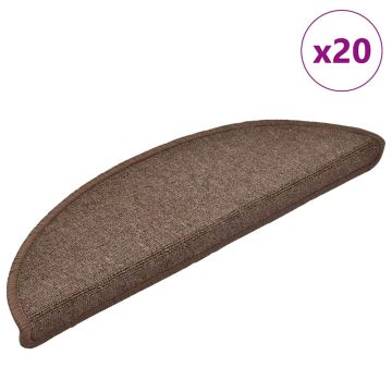 Tappetini per scale 20 pz 56x17x3 cm Marrone caffè Semicircolari