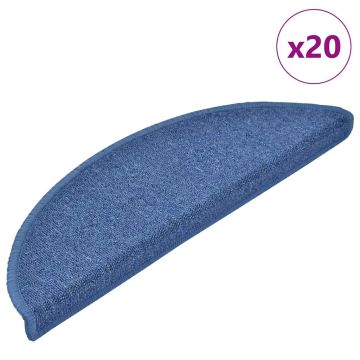 Tappetini per scale 20 pz 56x17x3 cm blu semicircolari