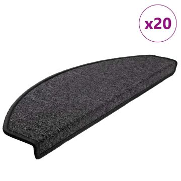 Tappetini per scale 20 pz 65x24x4 cm Antracite Semicircolari Grandi