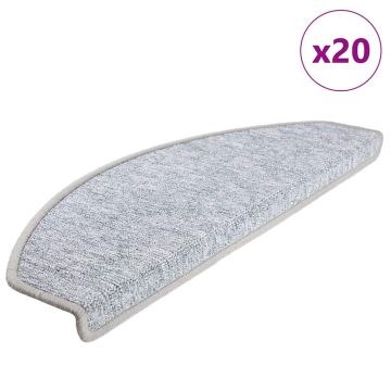 Tappetini per scale 20 pz 65x24x4 cm Grigio chiaro Semicircolari Grandi