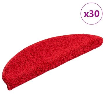 Tappetini per scale 30 pz 56x17x3 cm rossi semicircolari