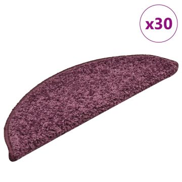 Tappetini per scale 30 pz 56x17x3 cm Viola scuro semicircolari