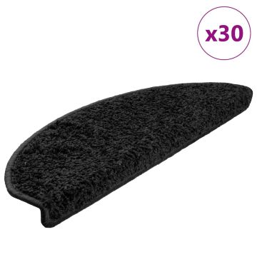 Tappetini per scale 30 pz 65x21x4 cm Nero Semicircolari Grandi