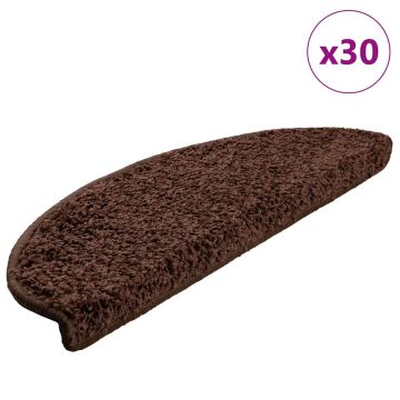 Tappetini per scale 30 pz 65x21x4 cm Marrone Semicircolari Grandi