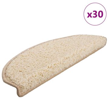 Tappetini per scale 30 pz 65x21x4 cm Crema Semicircolari Grandi