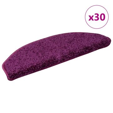 Tappetini per scale 30 pz 65x21x4 cm Viola Semicircolari Grandi