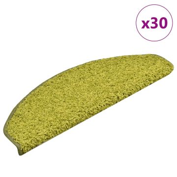 Tappetini per scale 30 pz 65x21x4 cm Verde Semicircolari Grandi