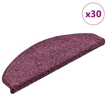 Tappetini per scale 30 pz 65x21x4 cm Viola scuro Semicircolari Grandi