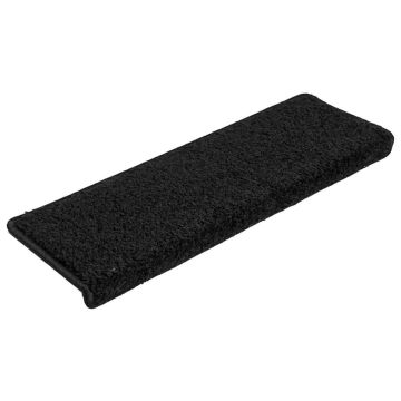 Tappetini per scale 30 pz 65x21x4 cm Nero Bordo rettangolare