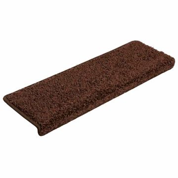Tappetini per scale 30 pz 65x21x4 cm Marrone Bordo rettangolare