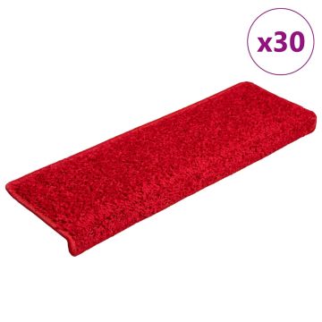 Tappetini per scale 30 pz 65x21x4 cm Rosso Bordo rettangolare