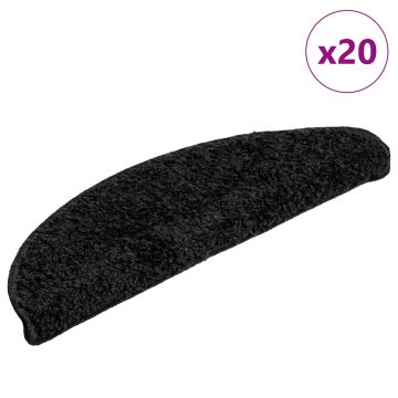 Tappetini per scale 20 pz 56x17x3 cm Nero Semicircolari