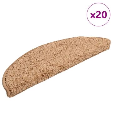 Tappetini per scale 20 pz 56x17x3 cm Beige Semicircolari