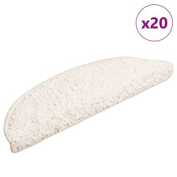 Tappetini per scale 20 pz 56x17x3 cm Bianco Semicircolari