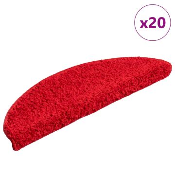 Tappetini per scale 20 pz 56x17x3 cm rossi semicircolari