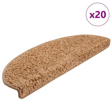 Tappetini per scale 20 pz 65x21x4 cm Beige Semicircolari Grandi