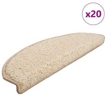Tappetini per scale 20 pz 65x21x4 cm Crema Semicircolari Grandi