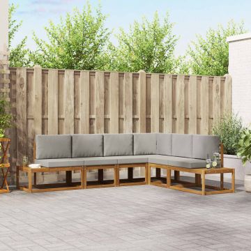 6 pz Set di divani da esterno Grigio Naturale e Chiaro