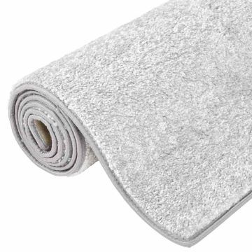 Tappeto a Pelo Morbido Antiscivolo 57x150 cm Grigio Chiaro