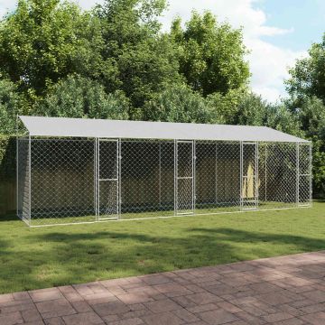 Gabbia per Cani con Tetto Argento 800 x 200 x 256 cm
