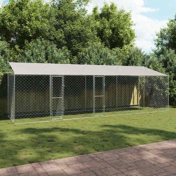 Gabbia per Cani con Tetto Argento 800 x 200 x 256 cm