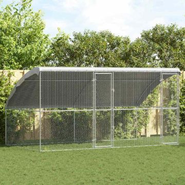 Gabbia per polli con 2 porte 2 pz Argento 400x200x200cm