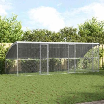 Gabbia per polli con 3 porte 3 pz Argento 600x200x200cm
