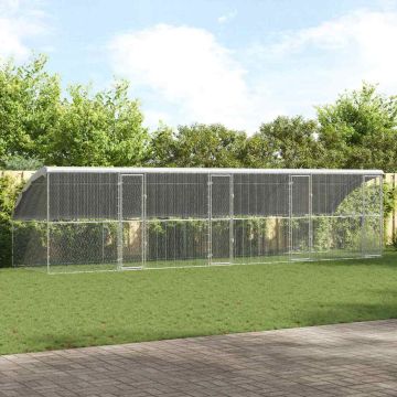 Pollaio con 4 porte 4 pz Argento 800x200x200 cm Acciaio zincato