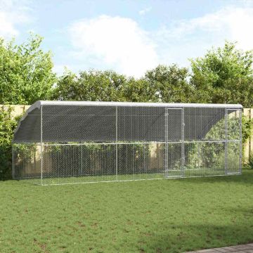 Pollaio con 2 porte 3 pz Argento 600x200x200 cm Acciaio zincato